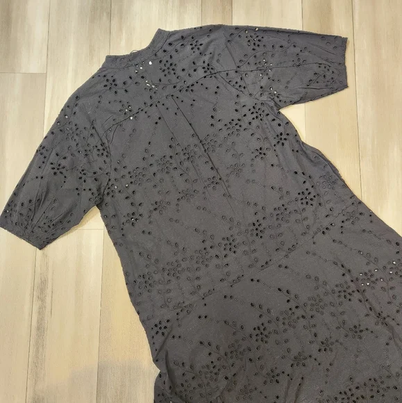 Ted Baker midi dress women's 4 black 100% cotton broderie relaxed fit new $395 - Picture 12 of 14